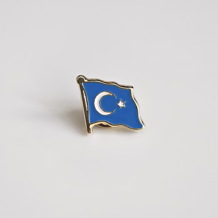 Doğu Türkistan Bayrağı Metal Yaka Rozeti
